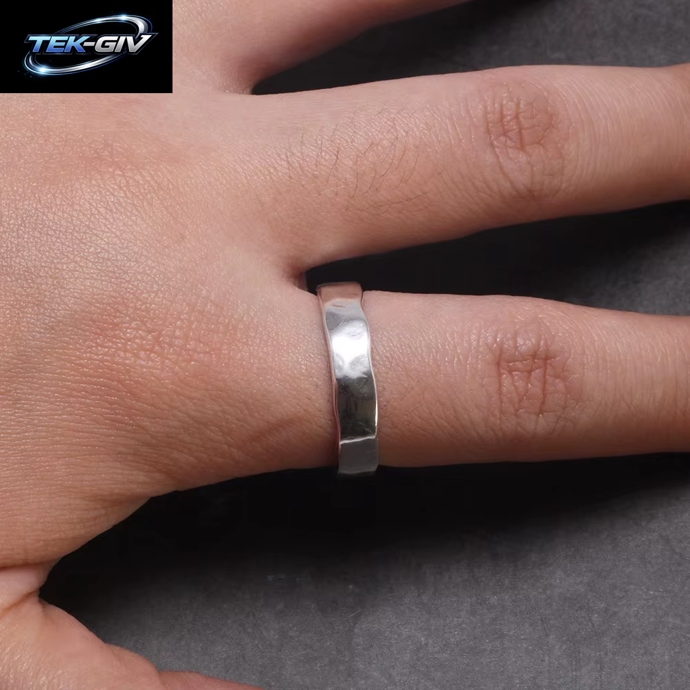 Herren- Und Damenringe Aus Sterlingsilber S925, Helles Handhammermuster, Minimalistischer, Verstellbarer Schmuck