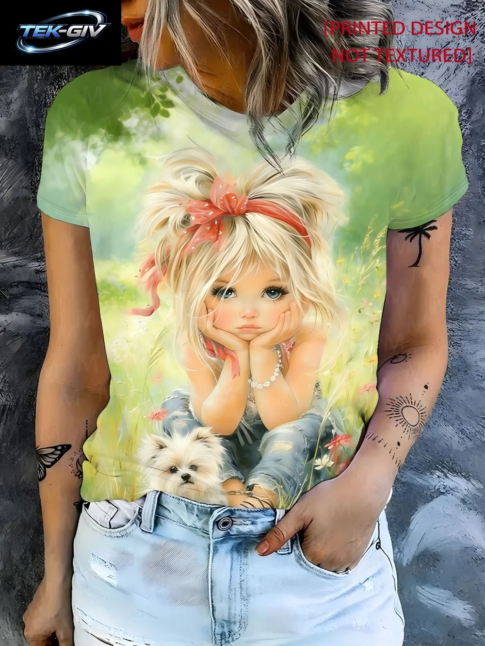 2026 Frühling Sommer Süßes Mädchen-Motiv T-Shirt Locker Sitzend Damen Lässig Lustige Grafik Streetwear Bequeme Kurzarm Damenbekleidung