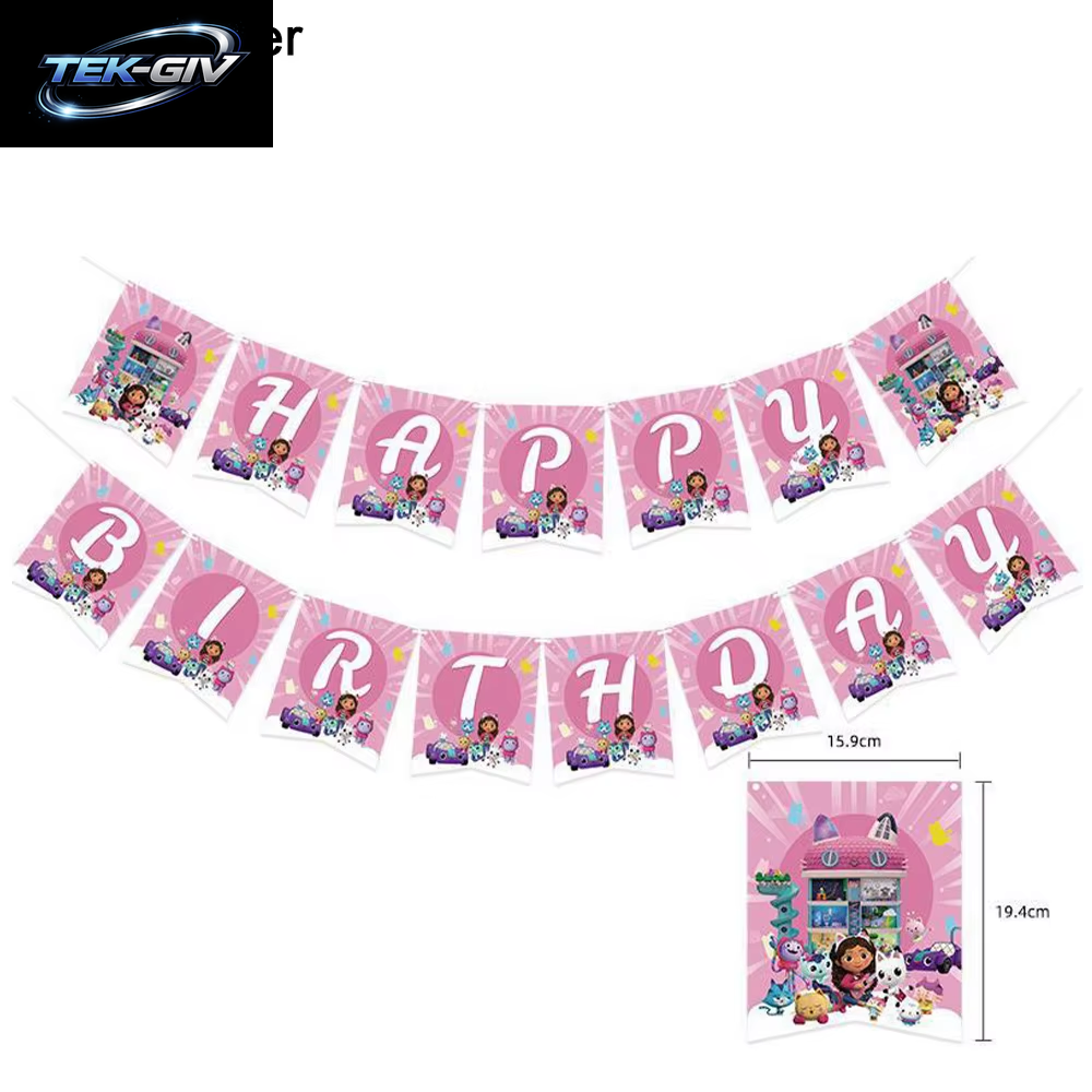 Neue Rosa Gabby Puppenhaus Geburtstag Party Dekorationen Luftballons Tassen Teller Servietten Hintergrund Geschirr Mädchen Baby Dusche Liefert