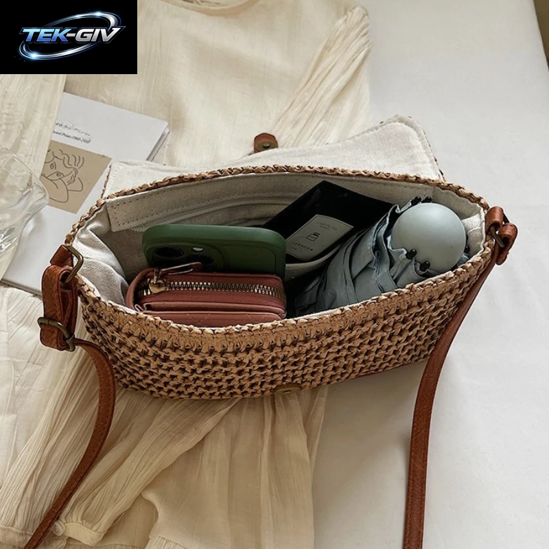 Neue Modische Stroh-Damentasche, Trendige Urlaubs-Casual-Schulter-Crossbody-Tasche, Vielseitige, Stilvolle Stroh-Damentasche Für Damen