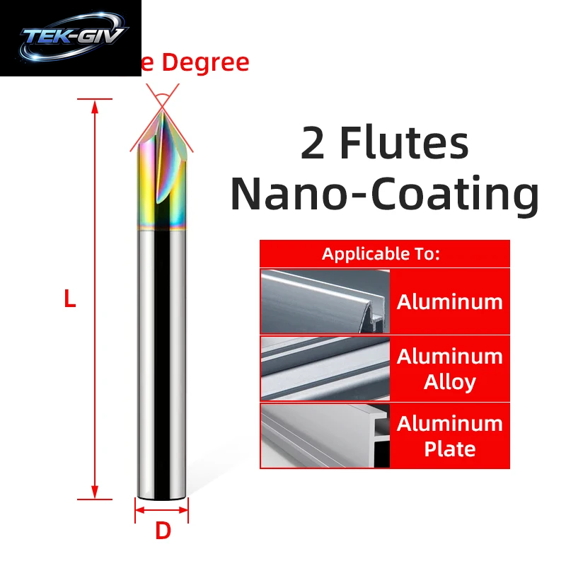 TOOLEYE Hartmetall-Fasenfräser 60 90 120 ° Wolframstahl-Cnc-Fräser, 2 Und 3 Nuten, Anfasmühle, Metallschneider, Schaftfräser
