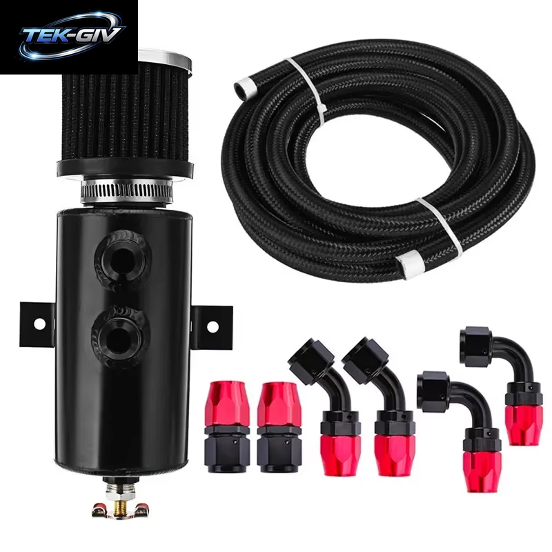 Universelle 0,75 L Aluminium Verblüfft Motoröl Fangdose Reservoir Tank Set Entlüftung Filter Abfluss 3M An10 Kraftstoffs Ch Lauch Anschlüsse