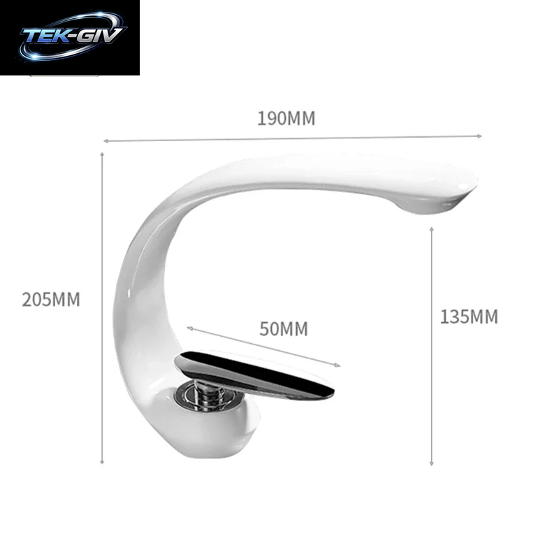 Kreative Waschbecken Wasserhahn Tippen Weiß Messing Waschbecken Armaturen Einzigen Handgriff Heißen Und Kalten Wasserfall Moderne Elegante Mischbatterie