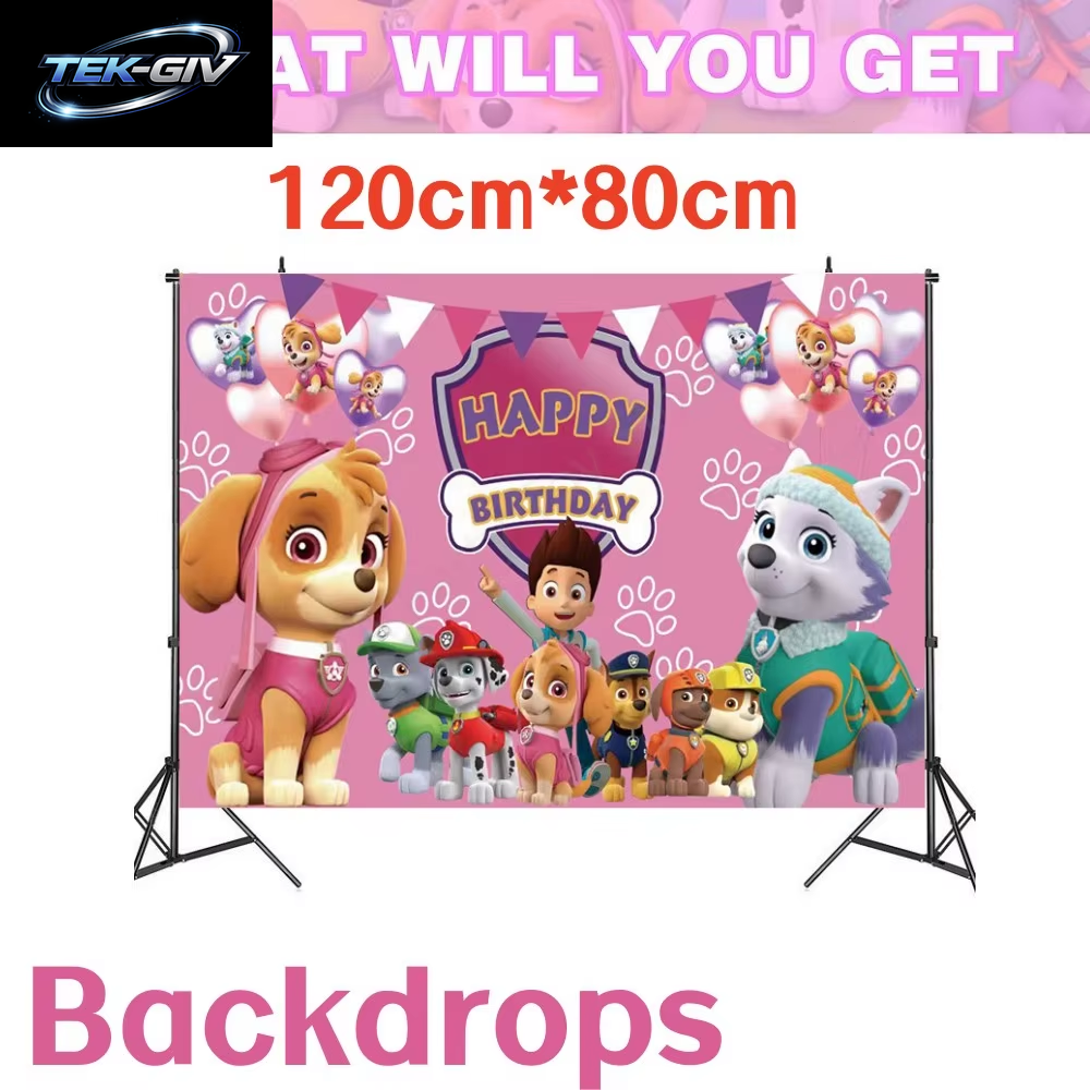 Rosa Paw Patrol Skye Geburtstag Party Dekorationen Skye Folie Latex Ballons Geschirr Teller Hintergrund Für Kinder Mädchen Party Supplies