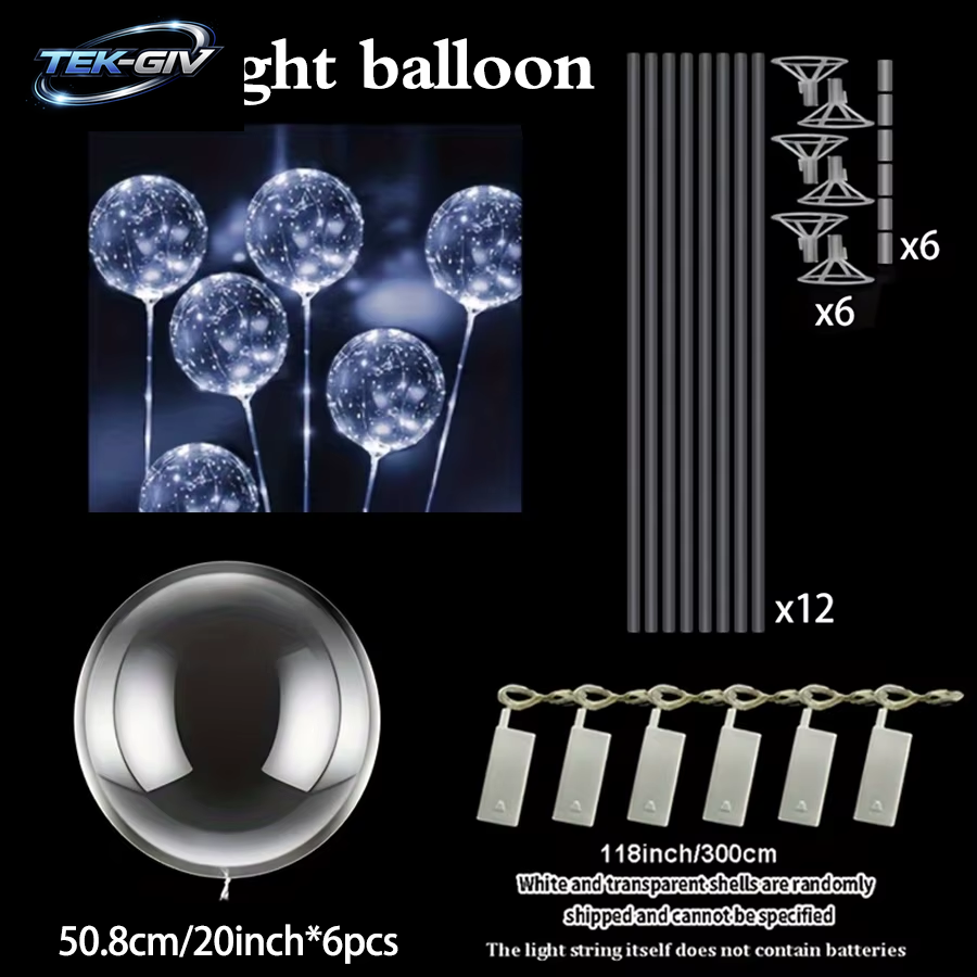 6 Leds Leuchtende Transparente Luftballons Für Hochzeiten, Geburtstage, Junggesellenabschiede (Batterie Nicht Im Lieferumfang Enthalten), Valentinstag, Jahrestag