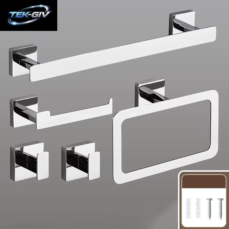 Mattschwarz Badezimmer Zubehör Set Wand Halterung Handtuch Bar Handtuch Ring Rollen Papier Halter Robe Haken Edelstahl Hardware Set