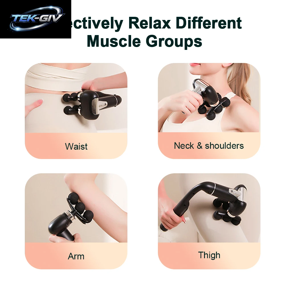 6-Kopf-Handmassagepistole Mit Hochfrequenzvibration Für Körper, Nacken, Schulter, Taille Und Rücken – Faszienmassagegerät