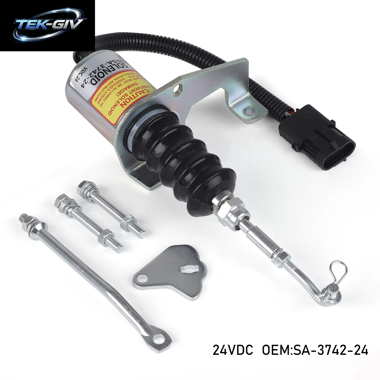 CNSPEED Dieselmotor-Abschaltmagnetventil, Kompletter Satz Zubehörteile, 24 V, Für Cummins Coil 6CT 8.3 OEM 3932017 SA 3742 24
