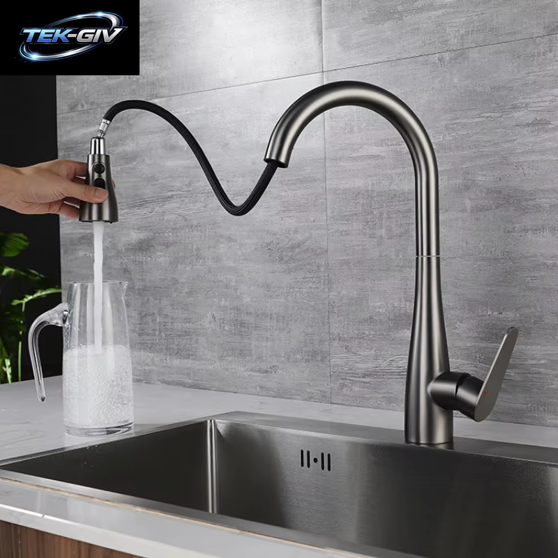 GEGVE Küchenarmaturen, Abnehmbarer Küchenspüle-Wasserhahn, Teil, Wasserhahn, Mischbatterie, Manuell, Israel-Küchenarmatur, Angepasst an Israel, Messing Gebürstet