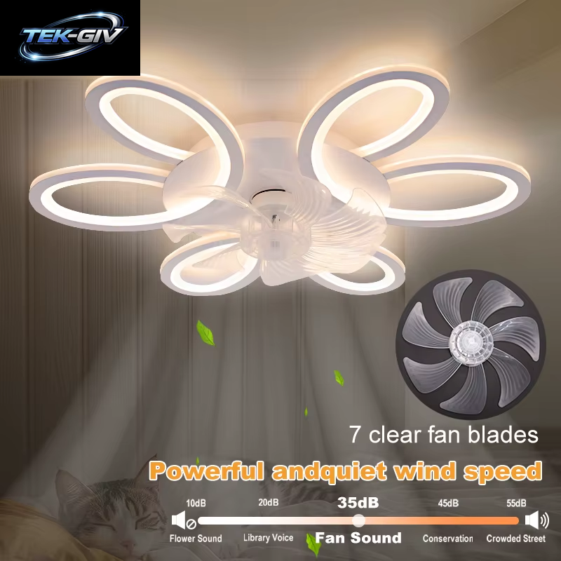 Led-Deckenventilator Mit Licht, 65,6 Cm, Geräuschlos, 6-Gang-App-Fernbedienung, Modernes Zuhause, Intelligente Ventilatorlampe, 3 Farben, Dimmbar, Kinderzimmer, Schlafzimmer