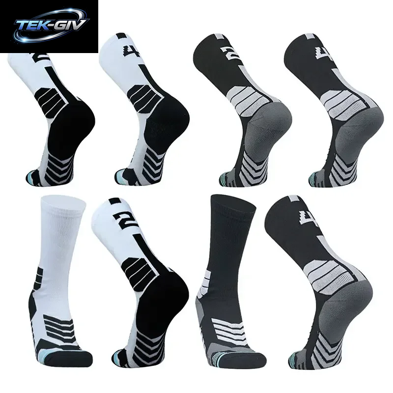 Hochwertige Elite-Basketballsocken Kompressionssocken Für Herren Mit Nummerierung Erwachsene Frottee-Sohle Outdoor-Sportsocken Unisex