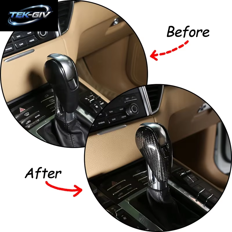Real Carbon Fiber Auto Getriebe Shift Kopf Abdeckung Trim Für Porsche MACAN 718 911 Panamera 970 Cayman Boxster 2009-2021 Auto Zubehör