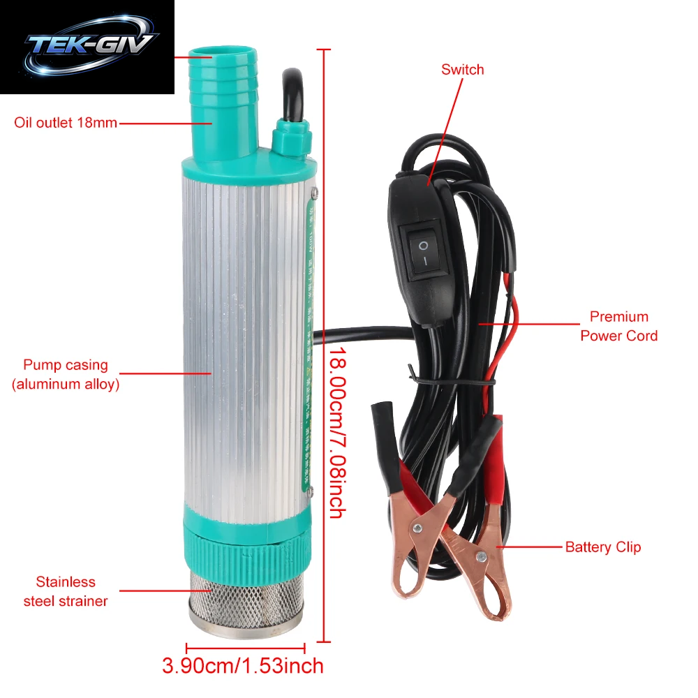 Zum Pumpen Diesel Öl Wasser Tauch Auto Elektrische DC Tanken Pumpe 12V Kraftstoff Transfer 30L/Min Aluminium Legierung Shell Mini