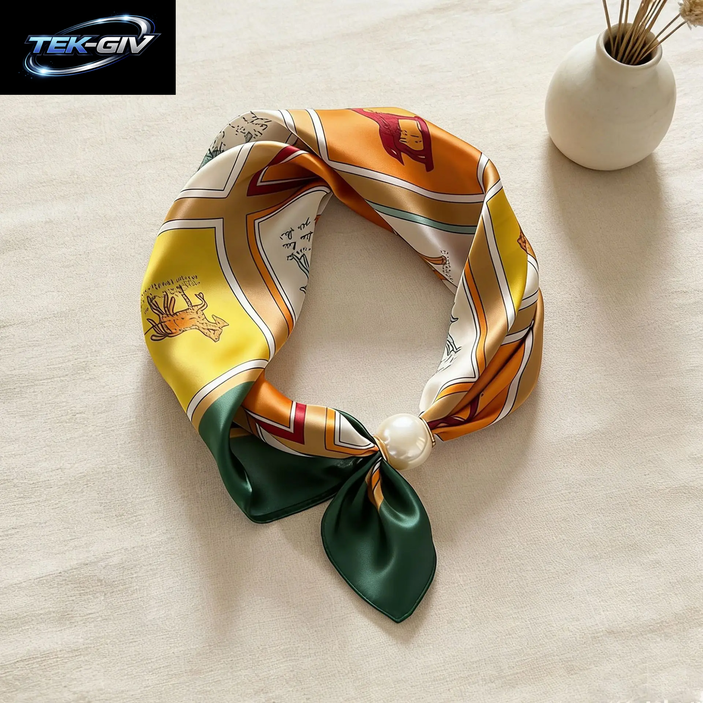 Schal-Kette Aus Seide Mit Magnetischem Anhänger, Dünner Perlen-Halstuch-Verschluss, Haarband, Schleifenband, Foulards Für Damen, Luxusmarken