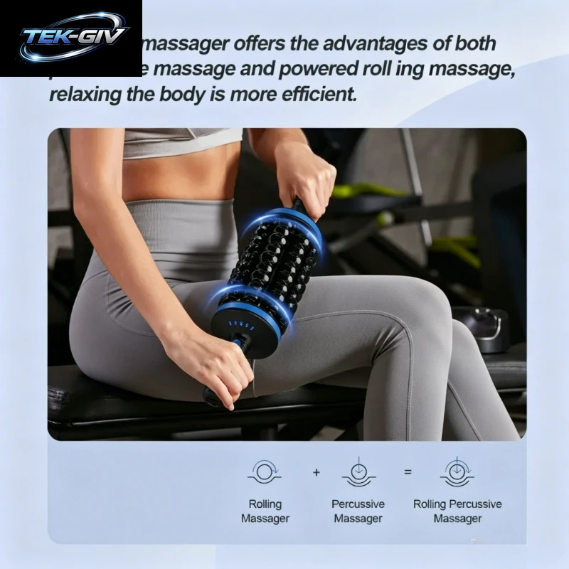 NEU Kabelloser Rollmassagegerät Wiederaufladbarer Vibrator 360° Rollender Perkussionsmassager Muskelentspannung Rücken Fuß Bein Entspanner