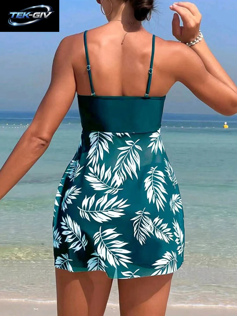 2026 Kurzes Tankini-Kleid Mit Shorts Badeanzug Damen Bademode Gepolsterter Bedruckter Badeanzug Schwimmanzug Strandkleidung Sommer