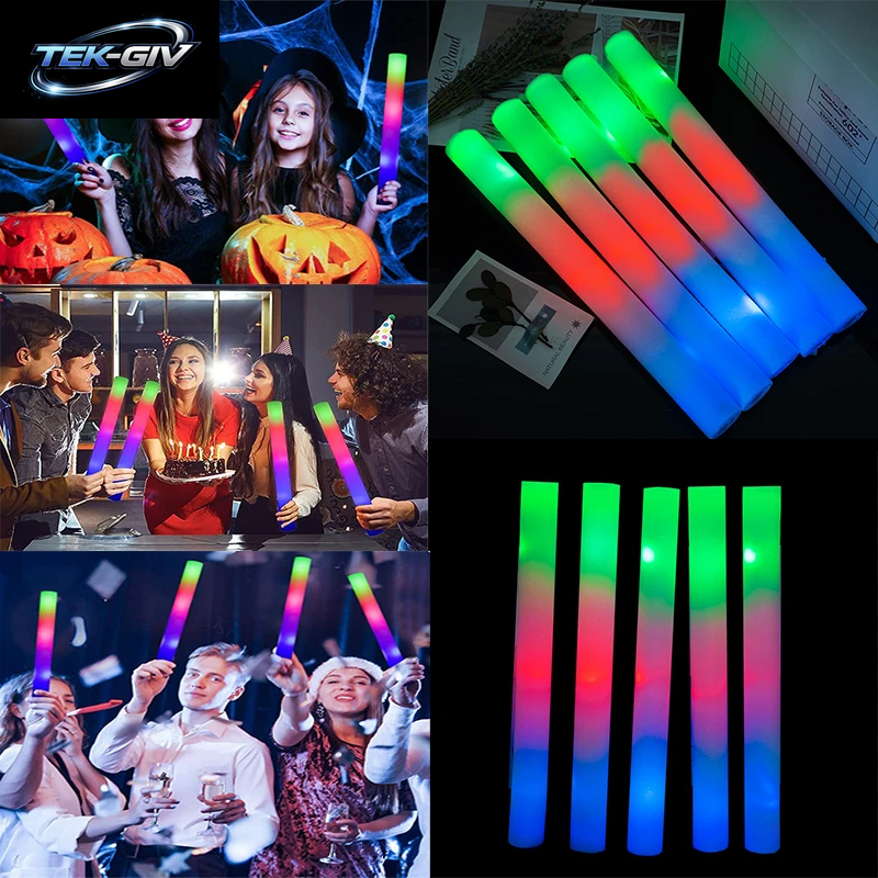 30 Stück RGB LED Glow Foam Stick Bulk Bunte LED Glow Sticks Cheer Tube Dark Light Geburtstag Hochzeit Party Supplies