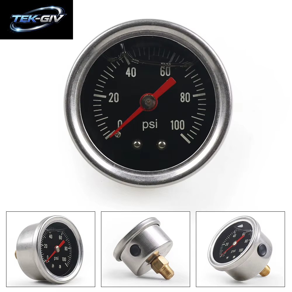 0-100 PSI Kraftstoff Presse Manometer Für Kraftstoff Druckregler Flüssigkeit Gefüllt Schwarz Gesicht Öl Gauge 1/8 "NPT