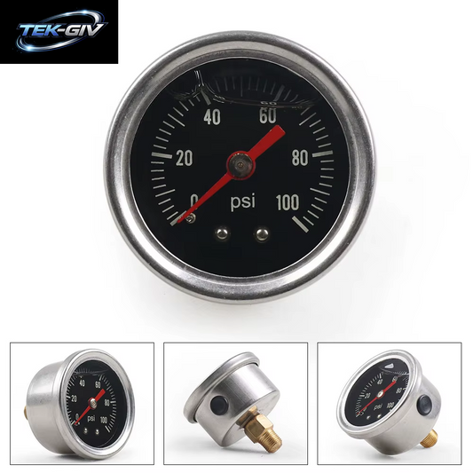 0-100 PSI Kraftstoff Presse Manometer Für Kraftstoff Druckregler Flüssigkeit Gefüllt Schwarz Gesicht Öl Gauge 1/8 "NPT
