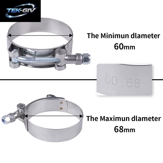 T-Bolzen-Auspuffklemme, 2,0" 2,25" 2,5" 2,75" 3,0" 3,25" 3,5" 3,75" 4,0", Ansaug-Turbo-Auspuff, Ladeluftkühler-Silikonkupplung