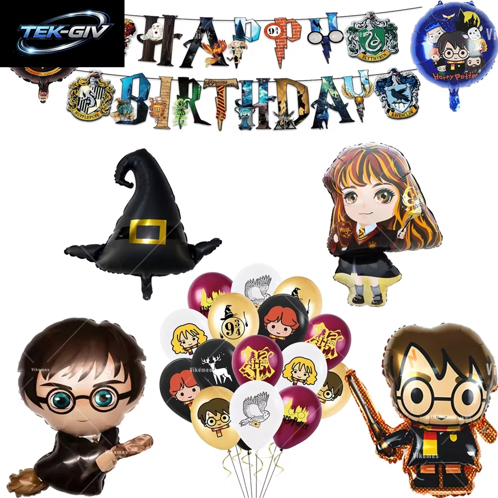 Harry Potter Ballon Hogwarts Hintergrund Eule Schule Happy Birthday Banner Party Dekoration Tortendekoration Einweg-Tischgeschirr