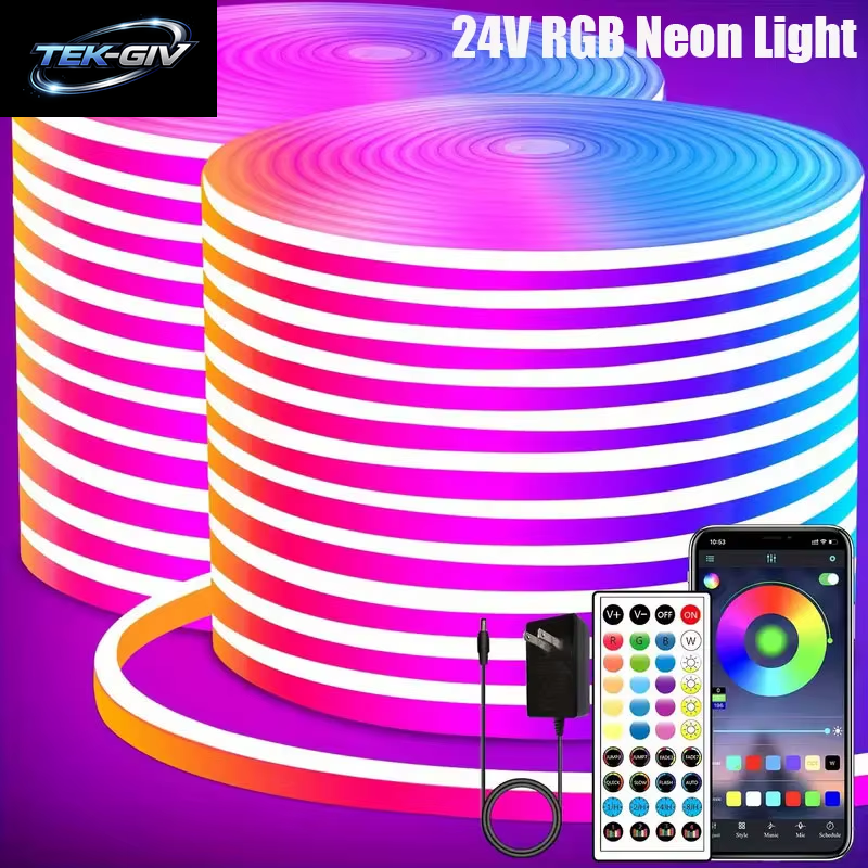 DC24V Silikon RGB Neon Led-Lichtstreifen Für Kinderzimmerbeleuchtung Bluetooth App-Steuerung 5M 10M 15M 20M 30 Meter Neon-Seilband