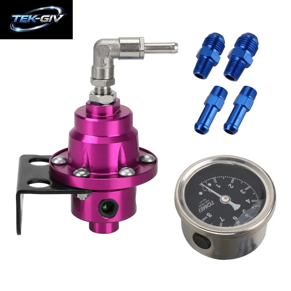 Einstellbarer Kraftstoff Druckregler Mit Manometer-Kit 7 Farben Aluminium-Fahrzeug-Nachfüll Kraftstoff Lader
