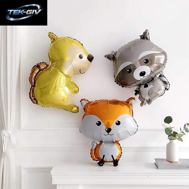 Cartoon Tier Kaninchen Hirsch Folienballon Kinder Geschenke Geburtstag Party Dschungel Tier Thema Dekoration Eichhörnchen Fuchs Bär Helium Globos