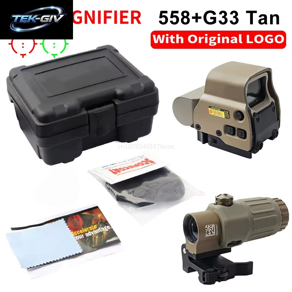 EOTECH 558 Holografisches Kollimator-Rotpunktvisier G43/G33 3X G45 5X Vergrößerungsglas Airsoft Jagdausrüstung Mit 20Mm Schienenmontage & Qd-Hebel