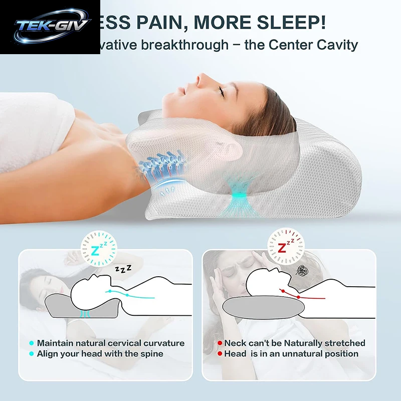 1 Stück Memory-Schaum-Halskissen, 2-In-1 Orthopädisches Kissen Mit Ergonomischer Kontur Für Nackenschmerzen, Konturierte Stützkissen, Nackenkissen