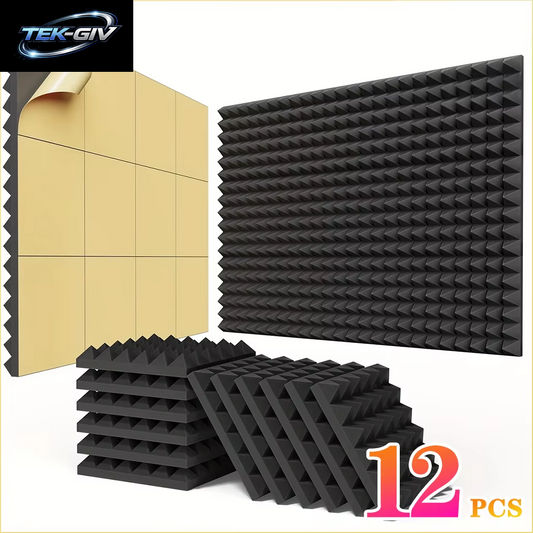 12PCS Selbstklebende Schalldichte Wandpaneele Akustikschaumfliesen Rauschunterdrückung Home Studio Schlafzimmer Schalldämmungsstift