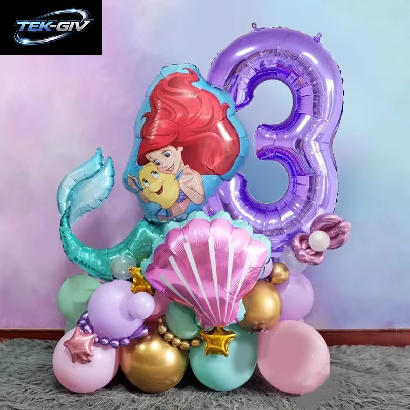 Die Kleine Meerjungfrau Geburtstag Party Dekoration Prinzessin Ariel Papier Serviette Teller Tasse Tischdecke Luftballons Kinder Baby Shower Supplies