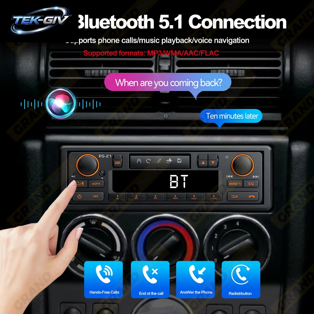 1DIN Retro Autoradio Mp3-Player Stereo Bluetooth FM AM RDS Unterstützung QC3.0 Für Porsche VW Benz BMW Land Rover Audi Alfa Romeo