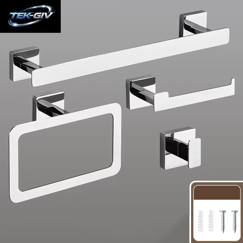 Mattschwarz Badezimmer Zubehör Set Wand Halterung Handtuch Bar Handtuch Ring Rollen Papier Halter Robe Haken Edelstahl Hardware Set