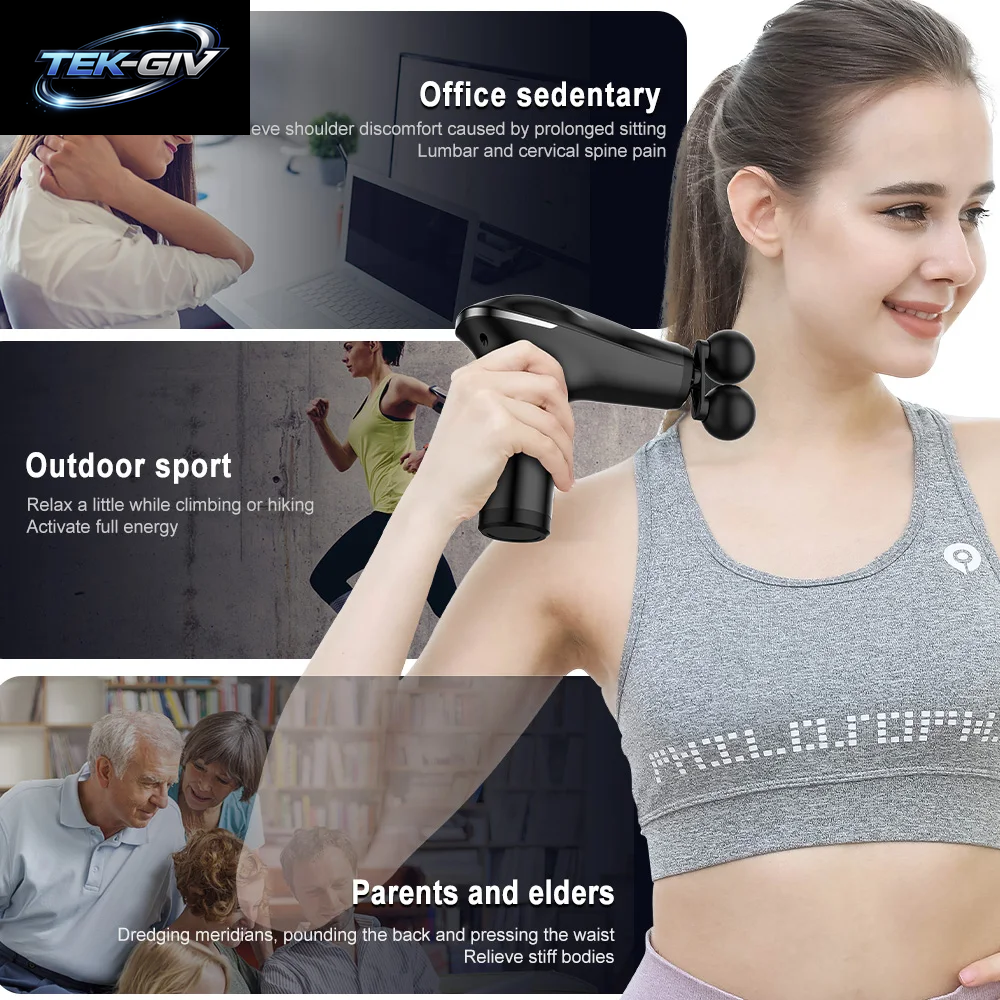 Faszienpistole Muskelmassagepistole Doppelkopf Deep Tissue Muscle Handheld Percussion Massagegerät Zur Linderung Von Körper-, Rücken- Und Nackenschmerzen