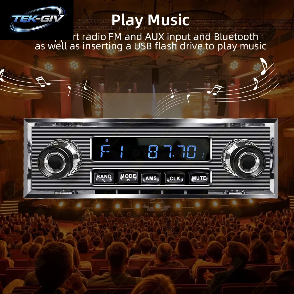 Grandnavi 1 Din Autoradio Mp3-Player Oldtimer Retro Audio Stereo Unterstützung FM AUX EQ Usb-Eingang In-Dash Bluetooth Für Benz