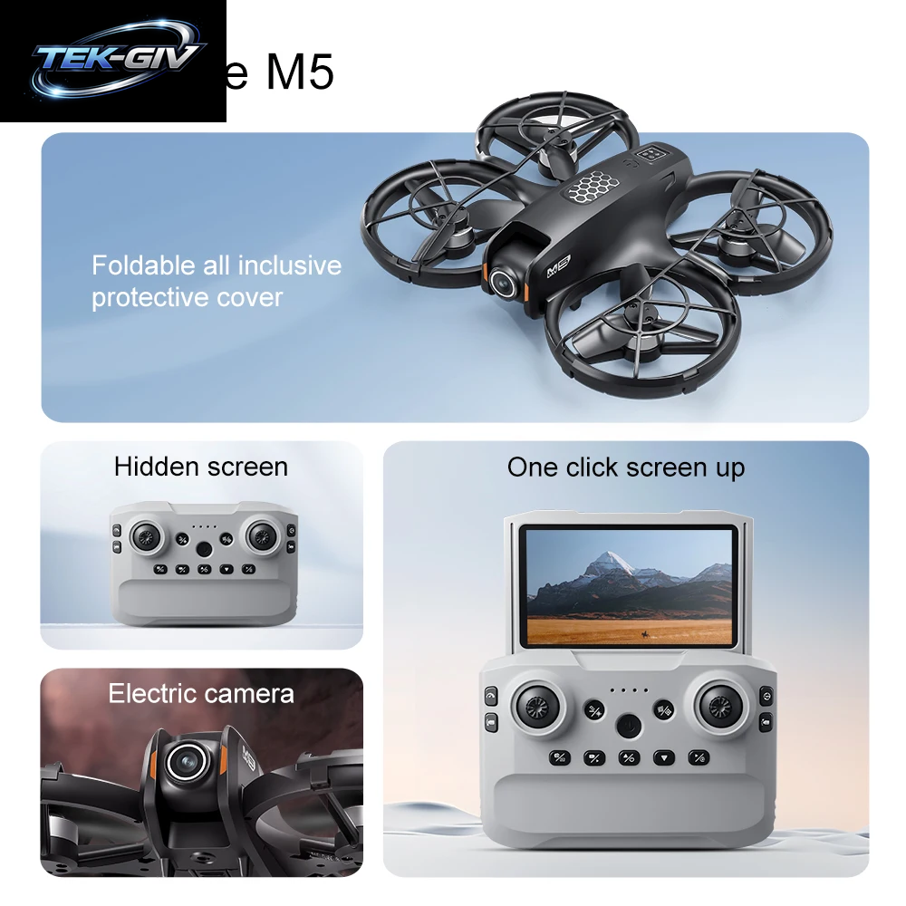 Lenovo M5 Drohne 8K Luftbild-Hd Doppelkamera GPS Fpv-Modus Bürstenloser Motor Optischer Fluss Schwebeflug Flexibler Bildschirm Ferngesteuerte Drohne