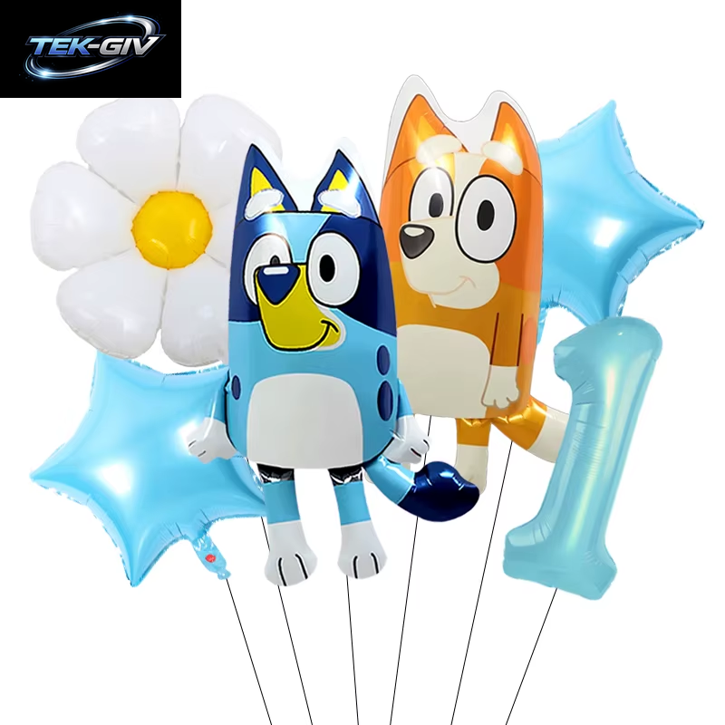 Anime Bluey Bingo Themen-Folienballons Set Latexballons Kindergeburtstag Party Dekoration Babyparty Zahlenballon Globos