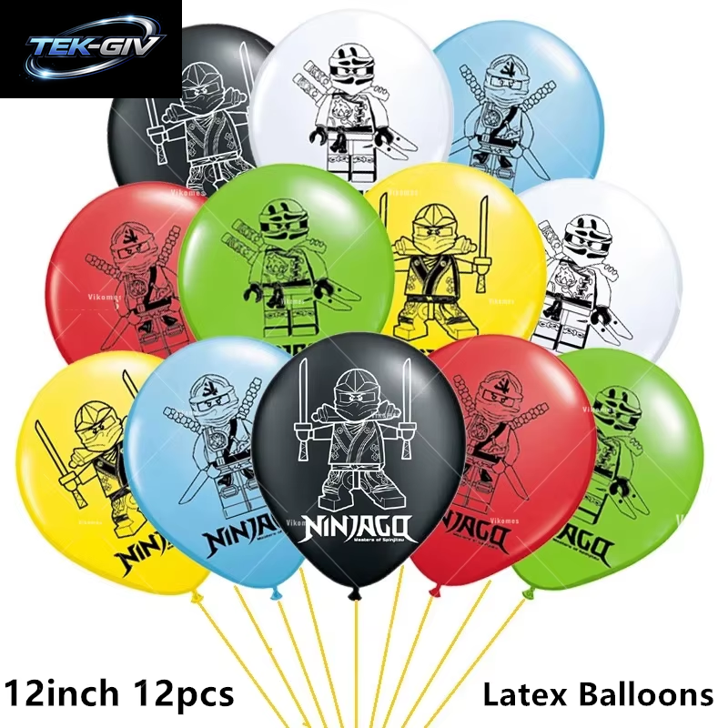 Ninjaed Go Thema Luftballons Geburtstag Party Dekoration Lieferungen Baby Dusche Legoed Latex Ballon Hintergrund Banner Kuchen Topper Jungen