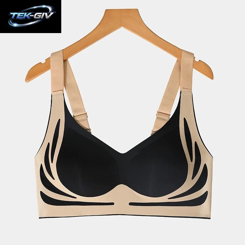 Leistungsstarker, Nahtloser Push-Up-Bh Für Damen, Gerafft, Kabelloser BH, Weich, Vollständige Abdeckung, Unterstützung, Verstellbare Unterwäsche, Anti-Durchhänger-Bh