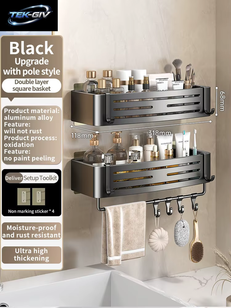 Keine Notwendigkeit, Wand Zu Bohren Für Die Installation, Badezimmerregal Aus Aluminium, Shampoo-Regal, Aufbewahrungshalter, Küchen-Organizer, Wandregal