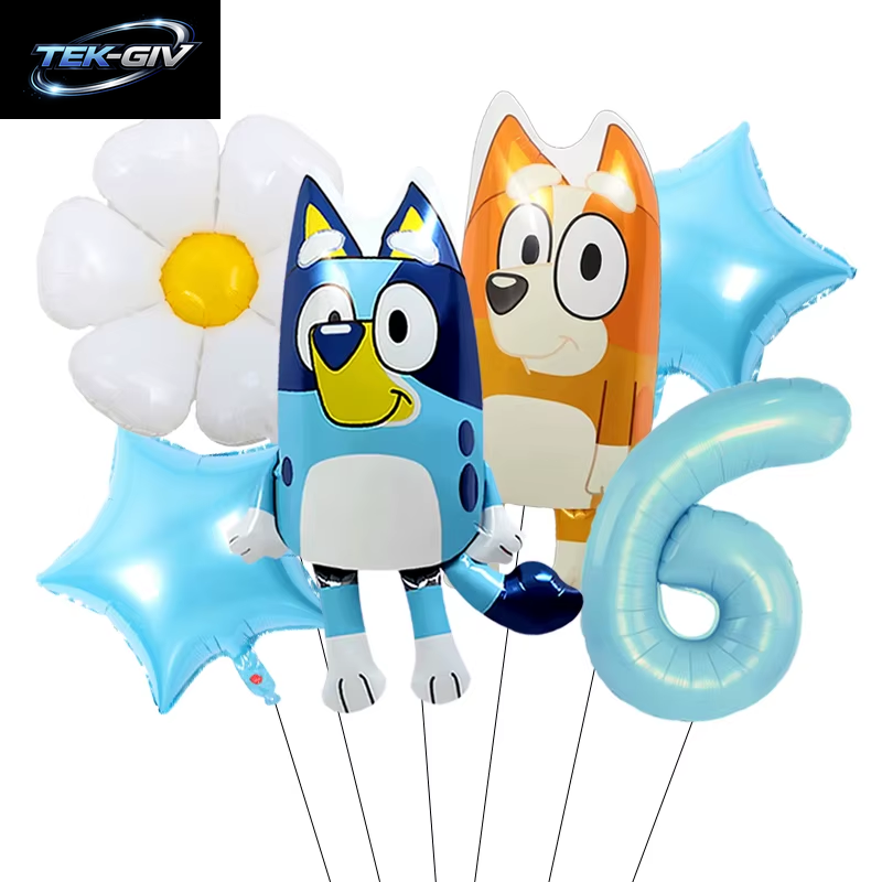Anime Bluey Bingo Themen-Folienballons Set Latexballons Kindergeburtstag Party Dekoration Babyparty Zahlenballon Globos