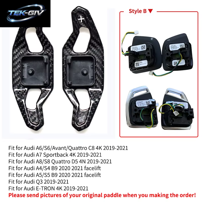 Carbon Fiber Shift Paddle Für Audi A3 8V S3 RS3 A4 S4 A5 S5 RS4 B8 B9 A6 A7 TT TT R8 Q3 Q5 Auto Lenkrad Shifter Verlängerung