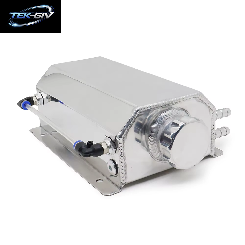 Universeller Motorkühlmittel-Überlaufbehälter Aus Aluminiumlegierung, 1000 Ml/2000 Ml, Quadratischer Überlaufbehälter, 1 L/2 L, Mit Ablaufstopfen