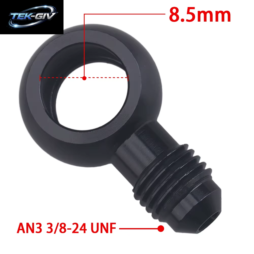 Schwarzer Aluminium-Banjo-Adapter, Passend Für 10An-Stecker, Flare AN3, AN4, AN6, AN8, AN10 Auf 12 Mm, 14 Mm, 16 Mm, Banjo-Loch Für Kraftstoff- Und Bremssysteme