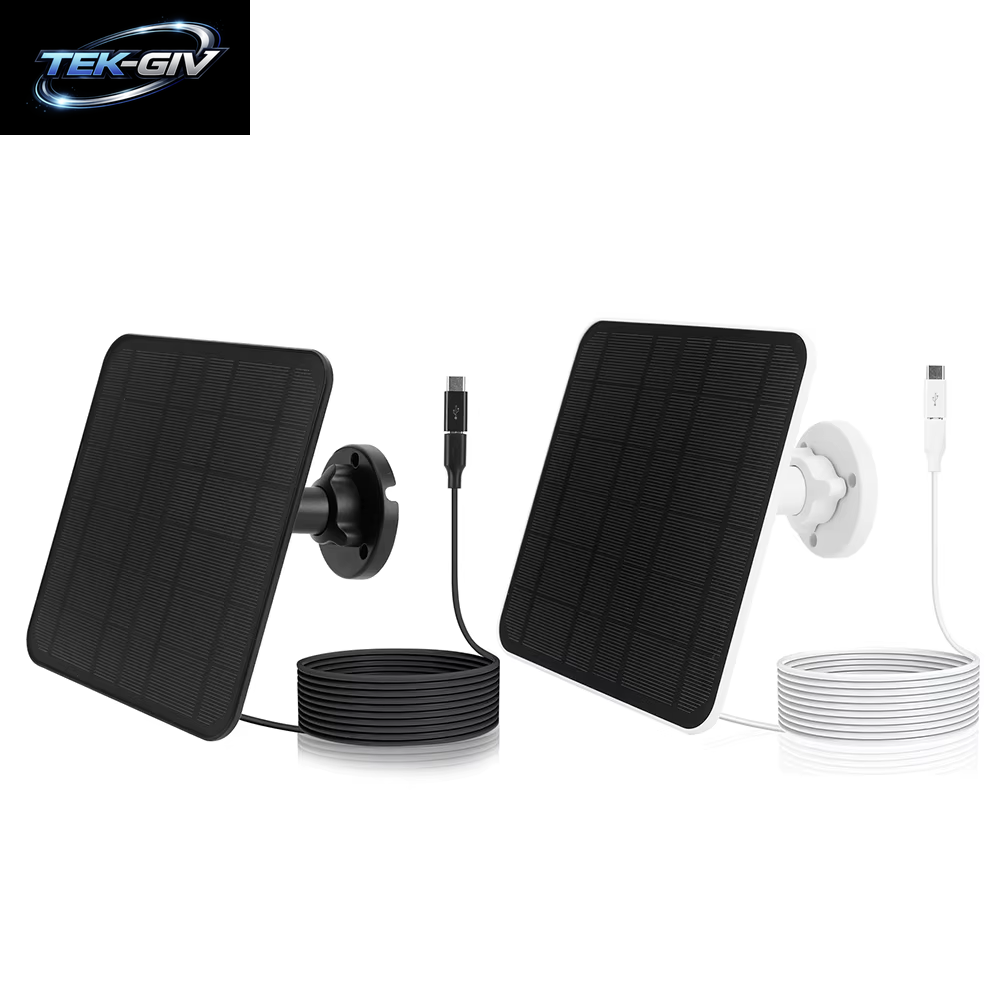 20/10 W Solarpanel Micro USB & USB-C Port Solarladepanel 9,8 Fuß Ladekabel 360 ° Einstellbare Montage Für Überwachungskamera