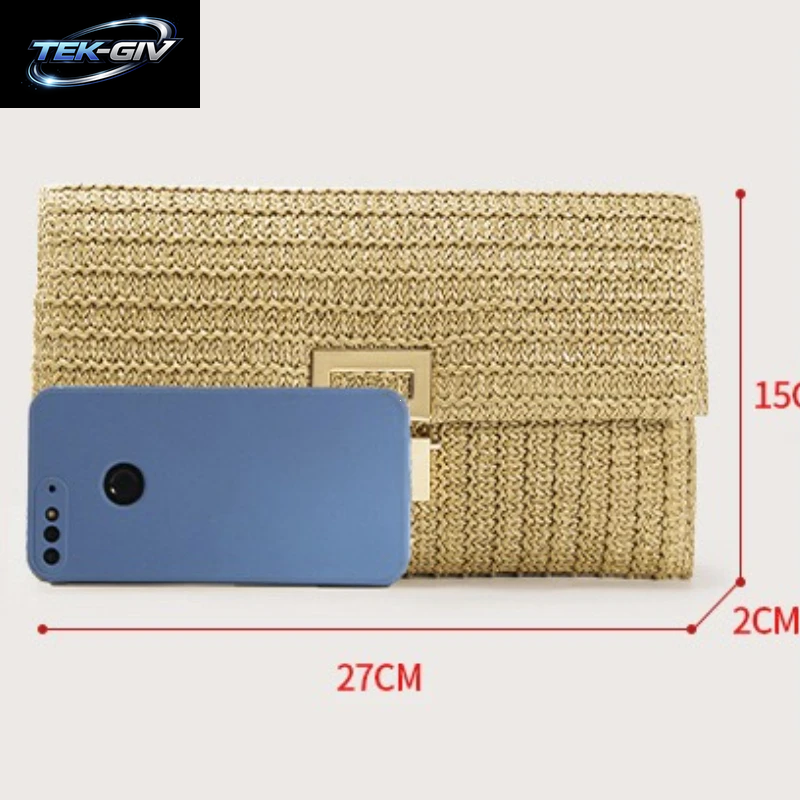 Strohgewebte Clutch Für Frauen, Bast, Häkeln, Strand, Rattan, Lässig, Weiblich, Party, Hochzeit, Abendtasche, Neue Sommer-Luxus-Geldbörse, Handtasche