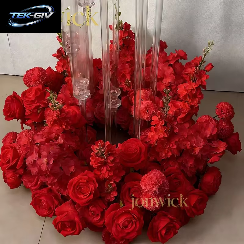 Luxus 60 Cm 25 Zoll Künstliche Weiße Rose Hyazinthe Kranz Hochzeit Tisch Blumen Mittelstücke Dekor Straßenarrangement Party Requisiten