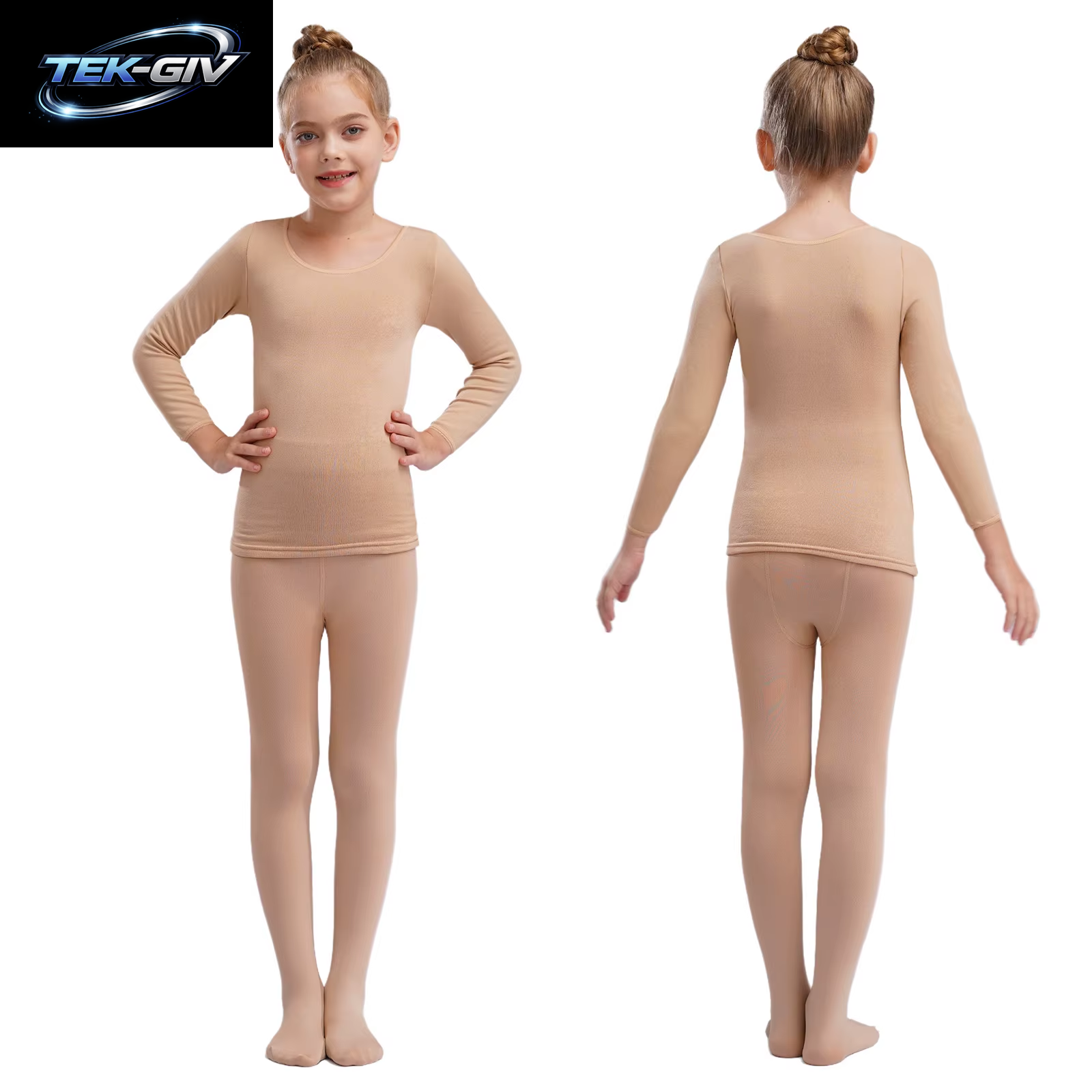 Kinder Mädchen Ballett Tanz Training Kostüme Frühling Herbst Thermo-Unterwäsche Anzug Stretchy Langarm Top + Strumpfhosen Leggings Hosen