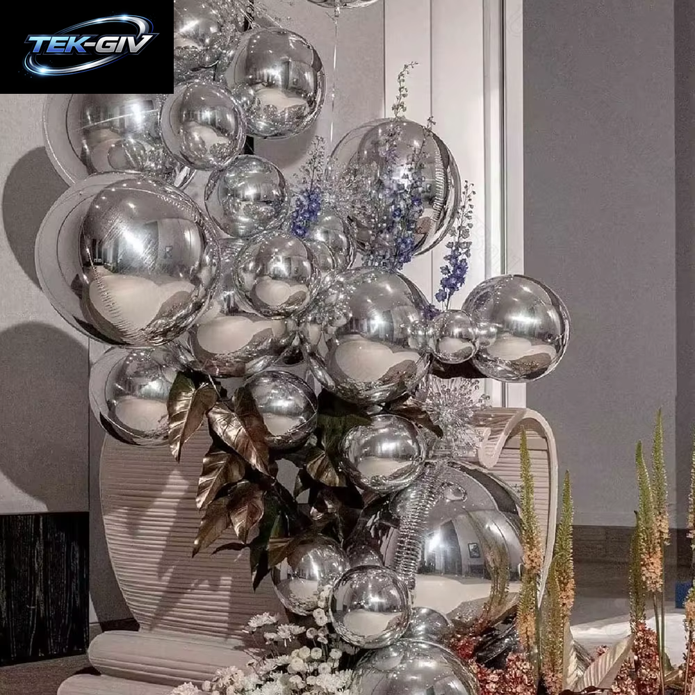 10 Stück Silberne 4D-Rundballons 10 18 22 32 Zoll Große Metallische Silberfolienballons Für Geburtstag, Hochzeit, Silberne Partydekorationen
